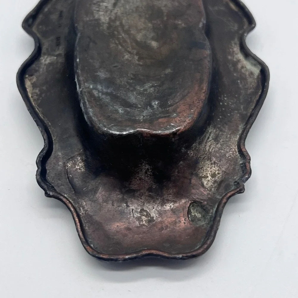 Vintage Vanity Tray Trinket Dish Metal Ornate Art Nouveau Made in Japan